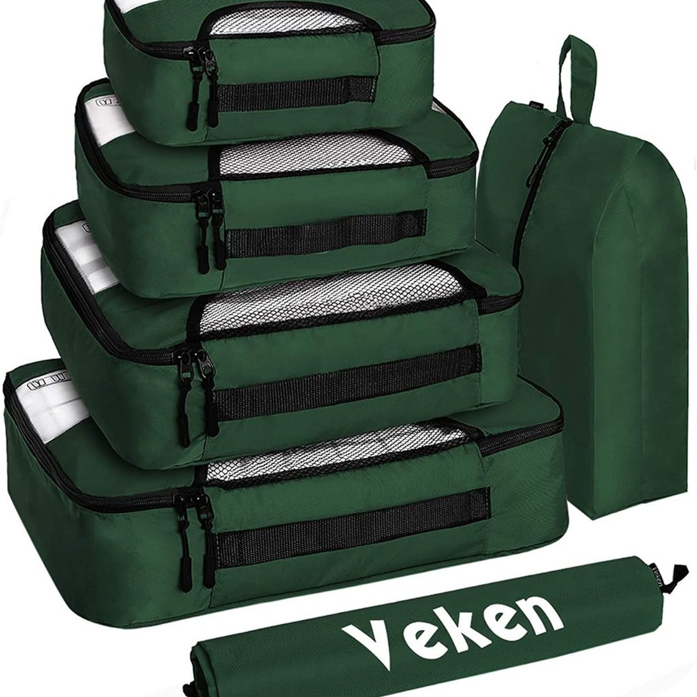 New  6 Set Packing Cubes, Travel Luggage Organizers with Laundry Bag & Shoe Bag - Picture 2 of 14